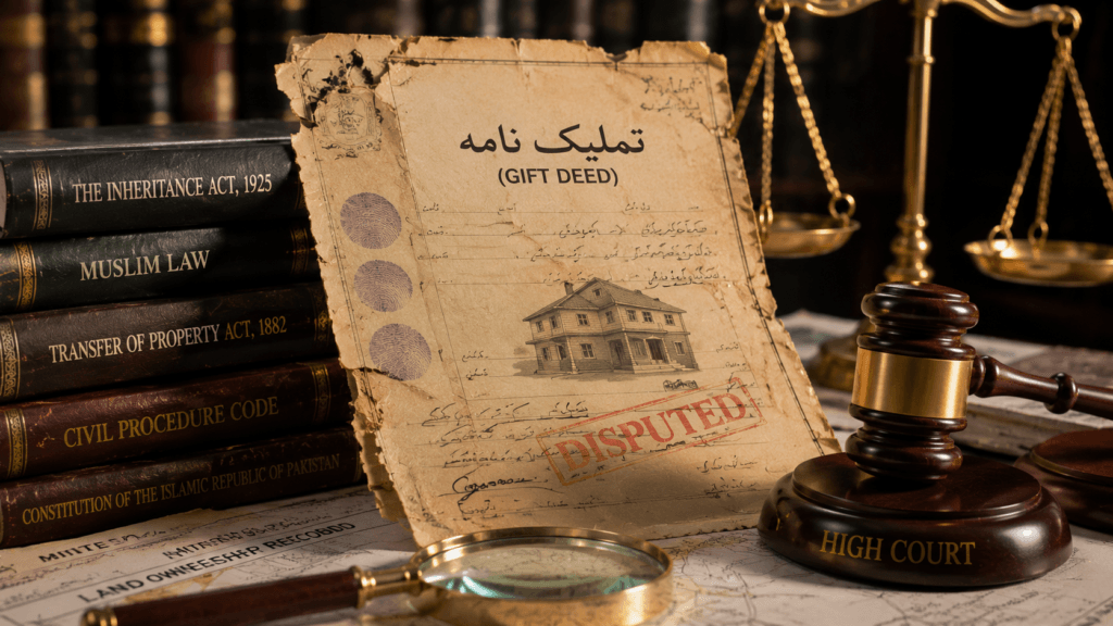 Disputed Tamleek document under Tamleek Law in Pakistan.