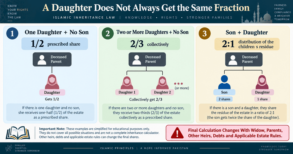 Daughter share in father property in Pakistan inheritance ratio explained