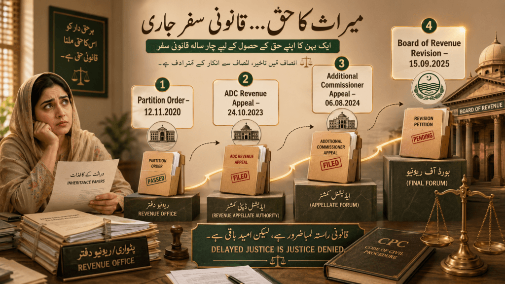Appeal timeline in Partition of Inherited Land in Pakistan Partition of Inherited Land in Pakistan appeal timeline before revenue authorities
