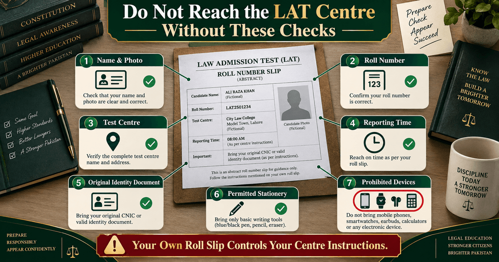 LAT Roll Number Slip and Test-Day Checklist LAT Test Date 2026 roll number slip and test day documents