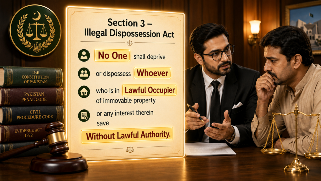 Section 3 Under Property Dispute Law in Pakistan Property Dispute Law in Pakistan Section 3 illegal dispossession