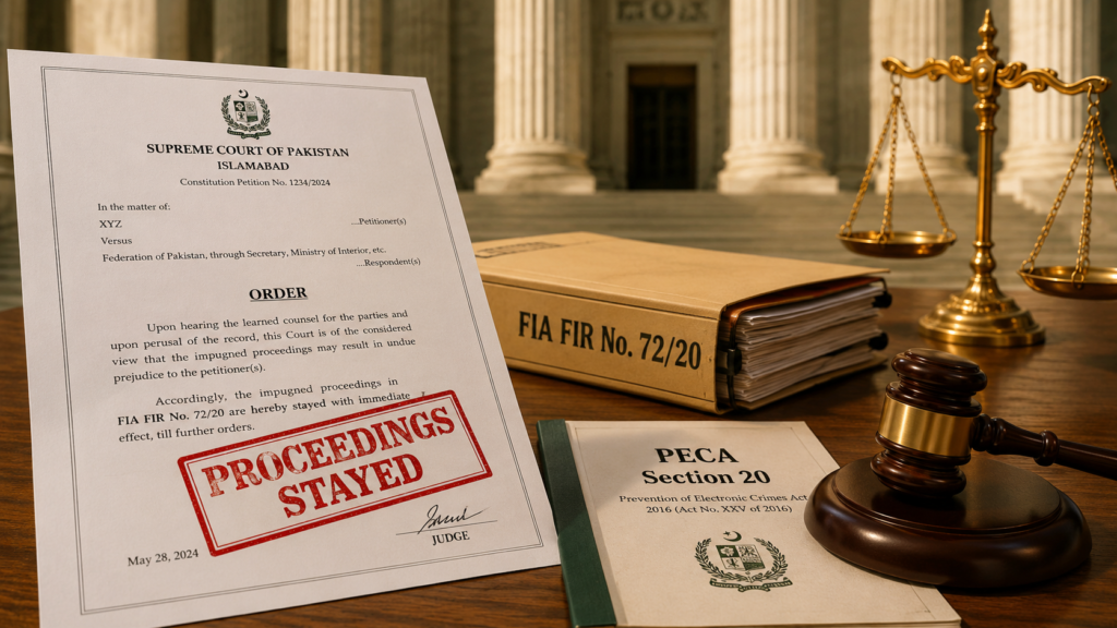 PECA FIR Proceedings Stayed by Supreme Court Supreme Court stayed PECA FIR proceedings in freedom of speech case Pakistan