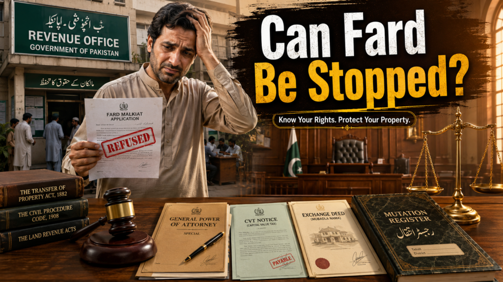 CVT on Power of Attorney in Pakistan and Fard Malkiat refusal