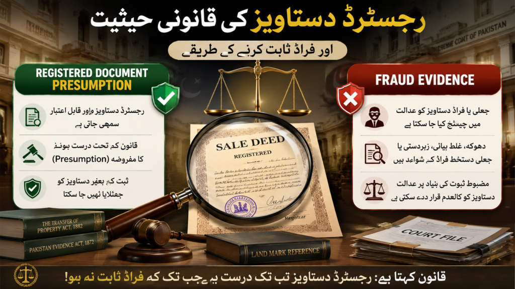 Registered Document Presumption and Fraud Evidence Fake Sale Deed in Pakistan and registered document presumption under evidence law