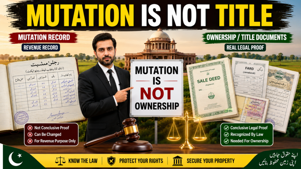 Mutation does not create ownership in Civil Suit for Declaration