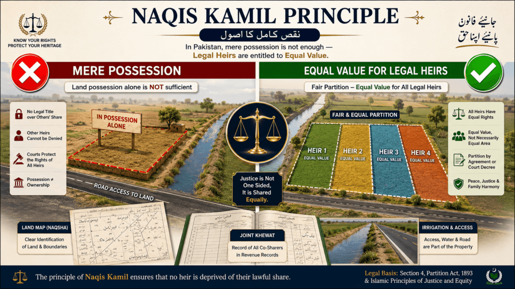 Naqis Kamil principle in Partition of Inherited Land in Pakistan Partition of Inherited Land in Pakistan explaining Naqis Kamil principle