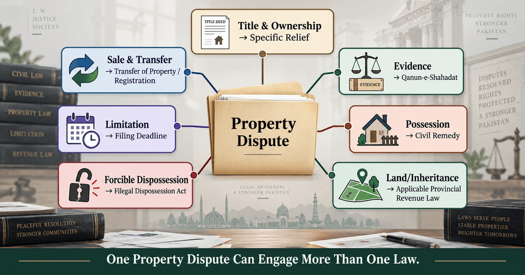 Property dispute laws and remedies for title possession transfer and evidence in Pakistan