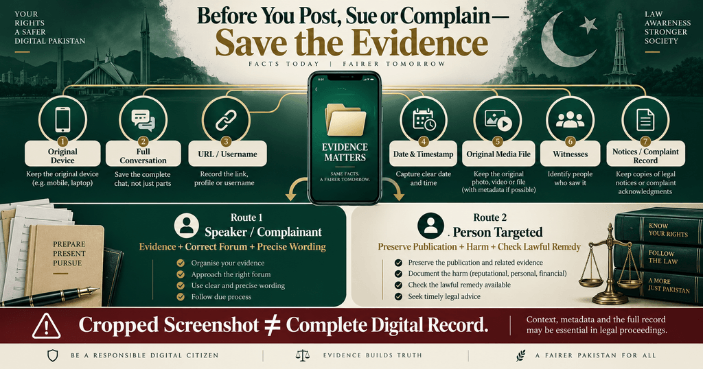 Digital evidence checklist for Freedom of Speech in Pakistan legal disputes