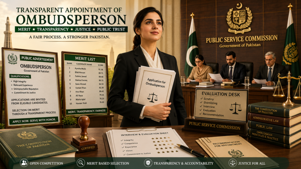 Merit Based Ombudsperson Appointment Pakistan Transparent merit-based appointment procedure for Ombudsperson in Pakistan