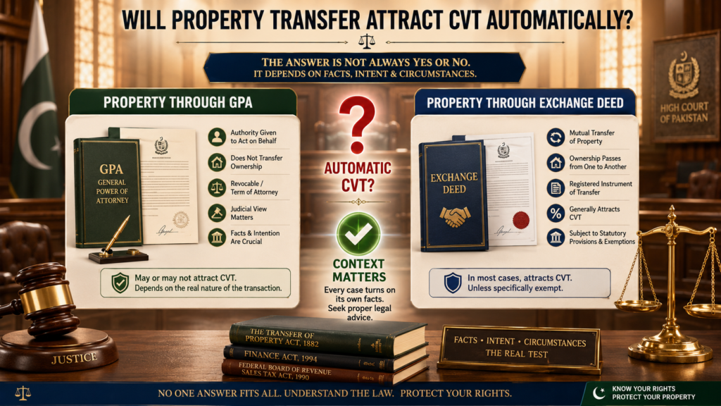 CVT on GPA Context Matters CVT on Power of Attorney in Pakistan depends on property acquisition