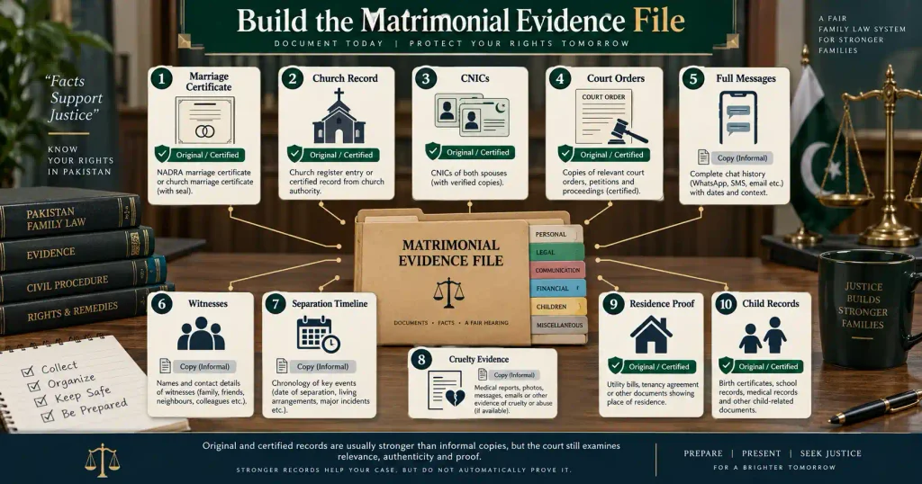 Evidence checklist for Christian Divorce in Pakistan court proceedings