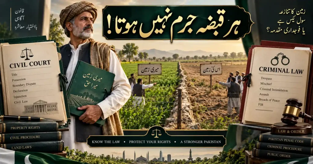 Property possession civil and criminal land dispute in Pakistan