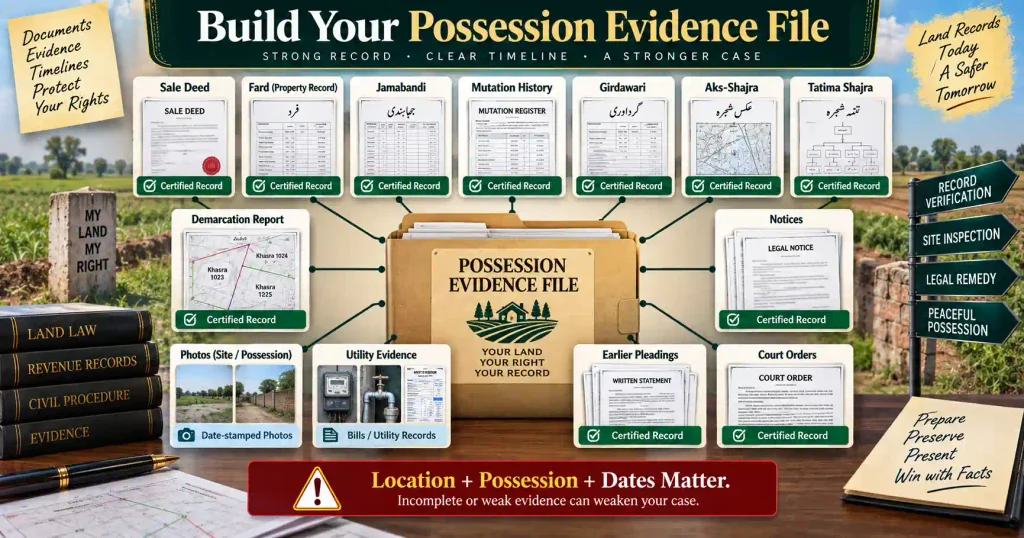Property possession evidence file with land and revenue records