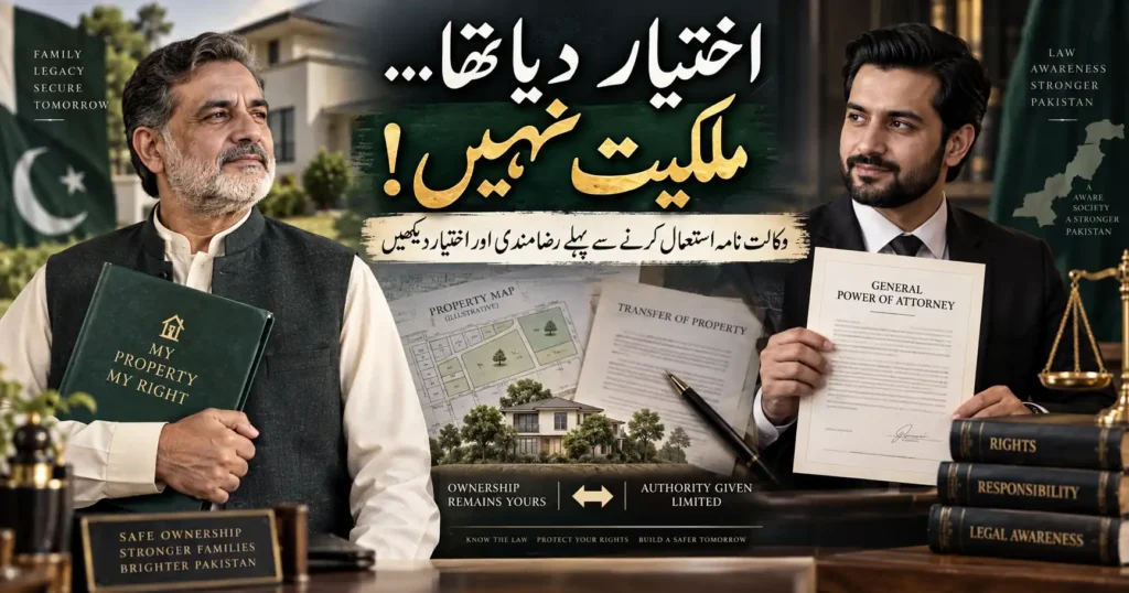 Property transfer through power of attorney consent dispute in Pakistan