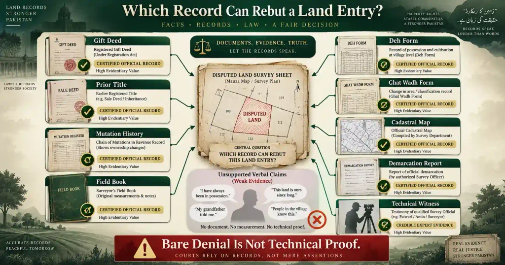 Certified land records and technical evidence for challenging Sindh property entries
