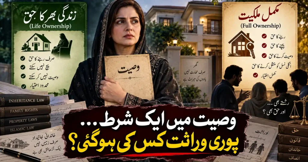 Will in Pakistan dispute over life interest and absolute inheritance ownership