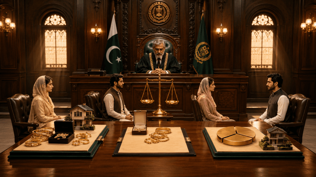 Court deciding full partial or no return of Haq Mehr after Khula