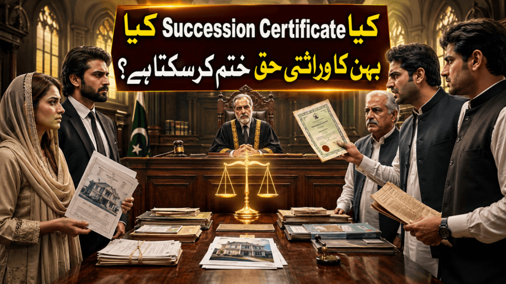Succession certificate inheritance dispute in Pakistan involving sister’s property share