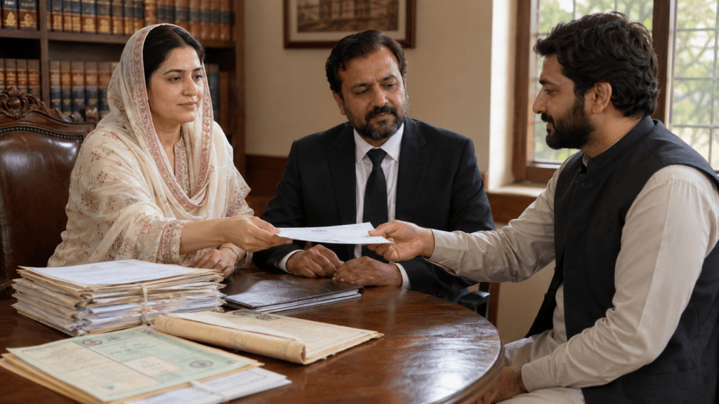 A woman giving her brother limited authority to manage inherited land