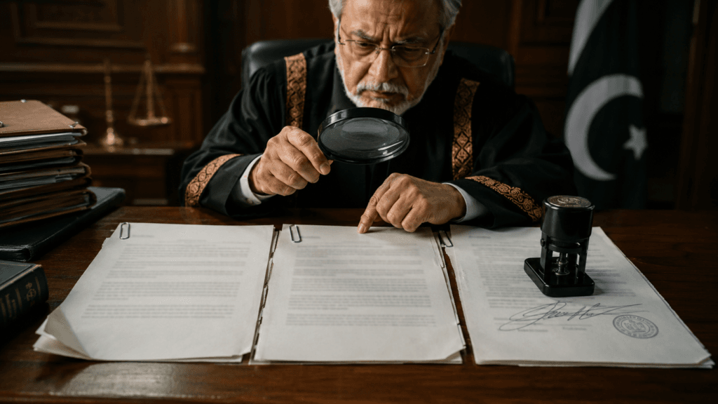 Notary Public seal placed on unsigned pages of a legal document