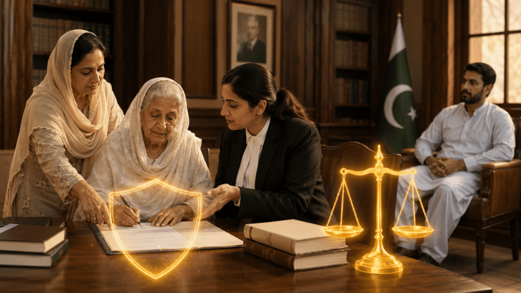 Legal Protection for Pardanashin Women in Property Sales Pardanashin woman receiving independent legal advice before a property transaction