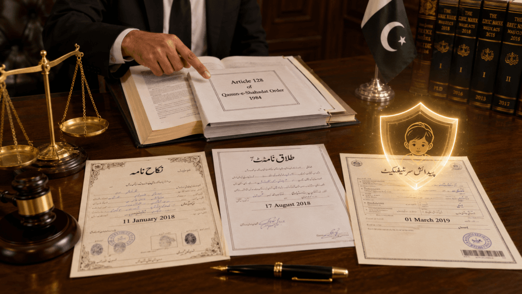 Article 128 and Child Legitimacy Protection Article 128 documents in Paternity Test in Pakistan case