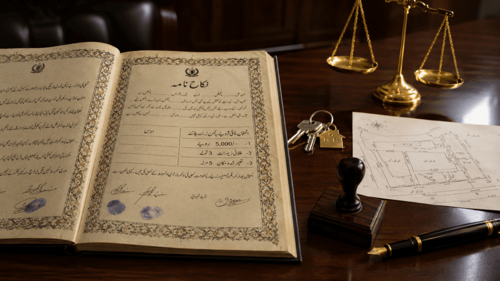 Nikahnama recording cash gold and five-marla house as Haq Mehr