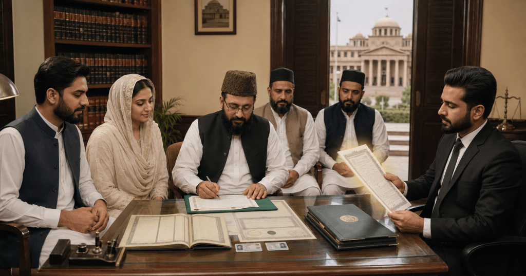 Court Marriage Procedure Through a Licensed Nikah Registrar Court marriage in Pakistan through licensed Nikah Registrar and registered Nikahnama