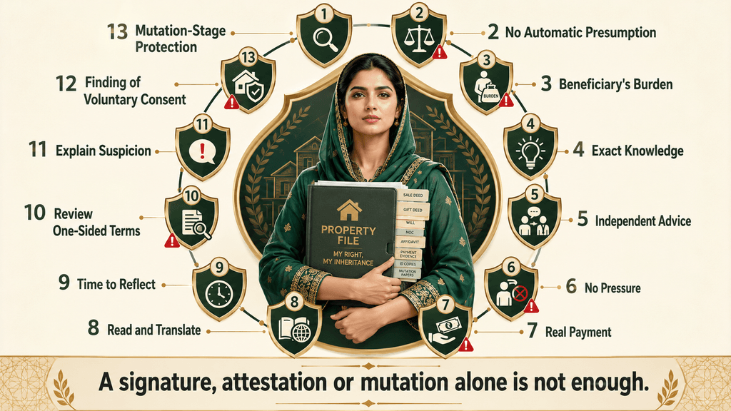 Court safeguards for women signing inheritance documents Thirteen safeguards protecting female inheritance rights in Pakistan