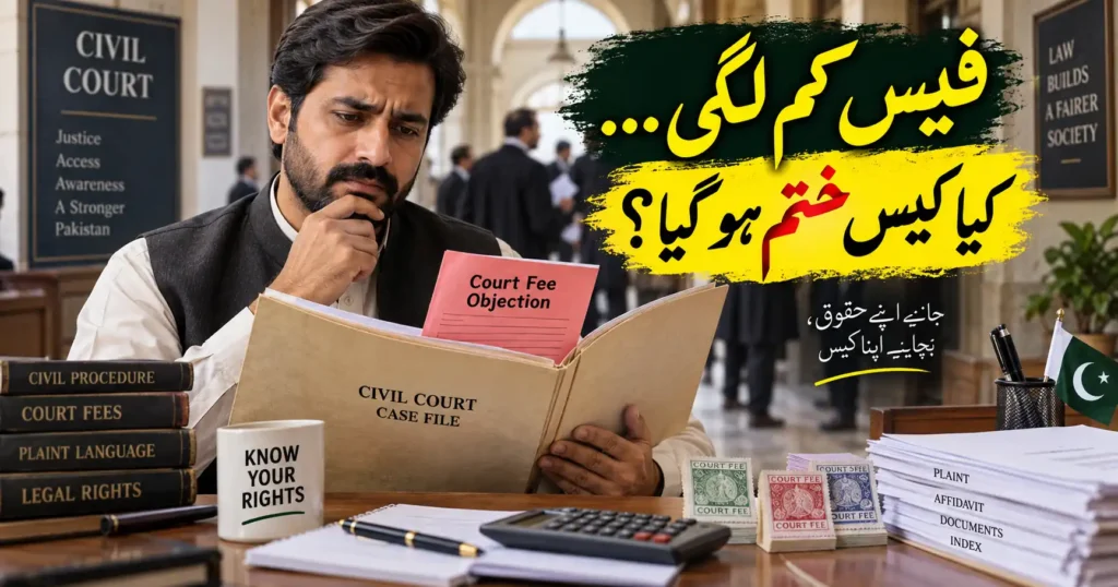 Court Fee Act Pakistan filing objection over deficient court fee in a civil case