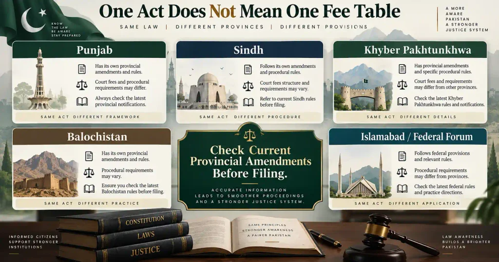 Court Fee Act Pakistan provincial rules for Punjab Sindh KP Balochistan and Islamabad