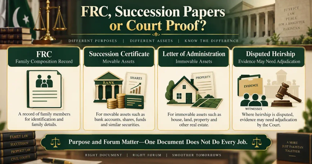 FRC succession certificate letter of administration and disputed heirship compared