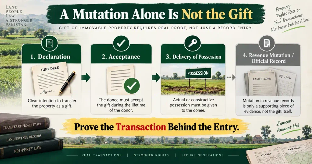 Gift Mutation in Pakistan proof of declaration acceptance and possession