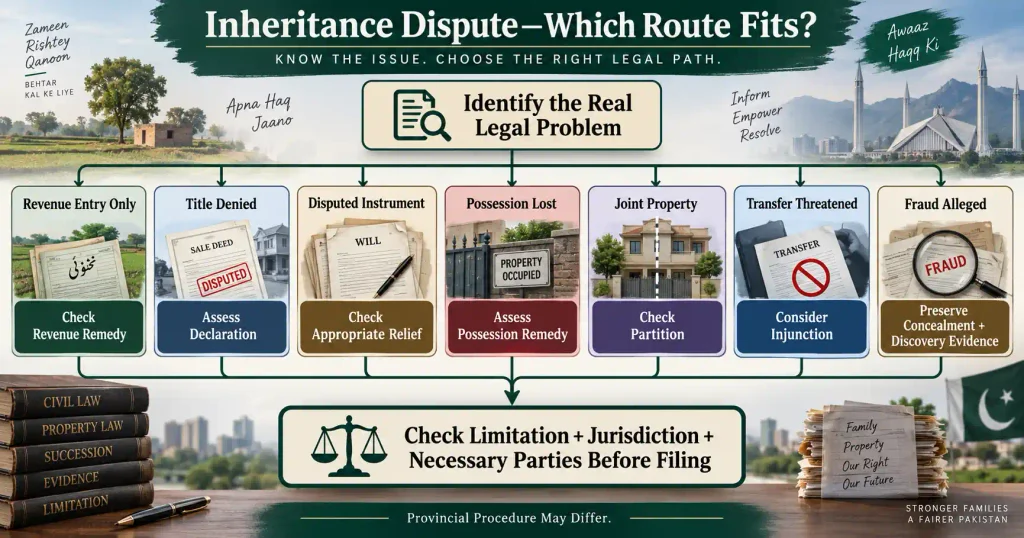 Inheritance dispute in Pakistan decision tree for forum relief and limitation