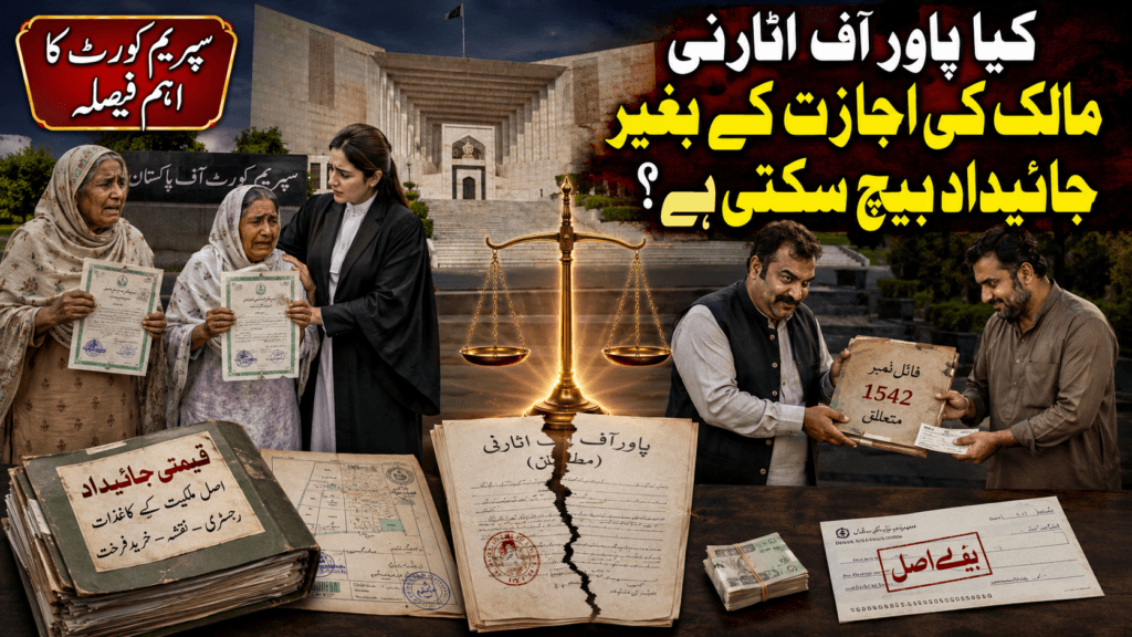 Property Sales Through Power of Attorney Supreme Court Case Property Sales dispute involving two illiterate women, a power of attorney holder and a disputed property mutation before the Supreme Court of Pakistan