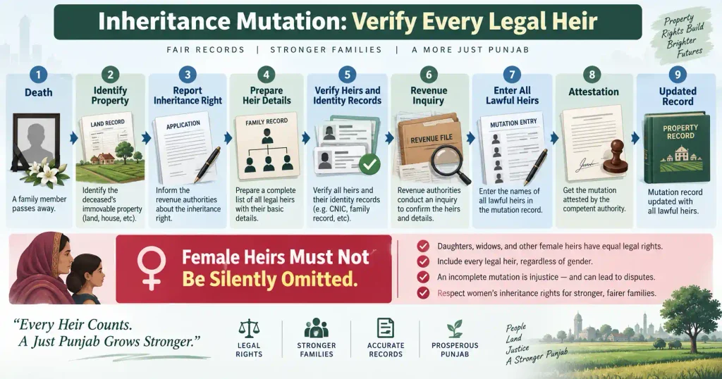 Punjab process for Inheritance Mutation in Pakistan and heir verification