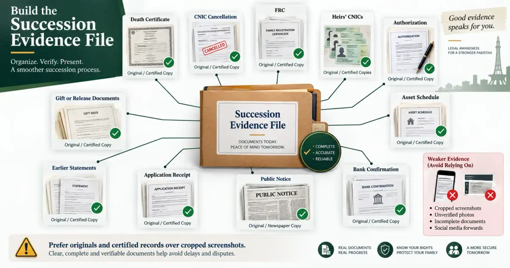 Succession Certificate evidence file with heir and movable asset documents