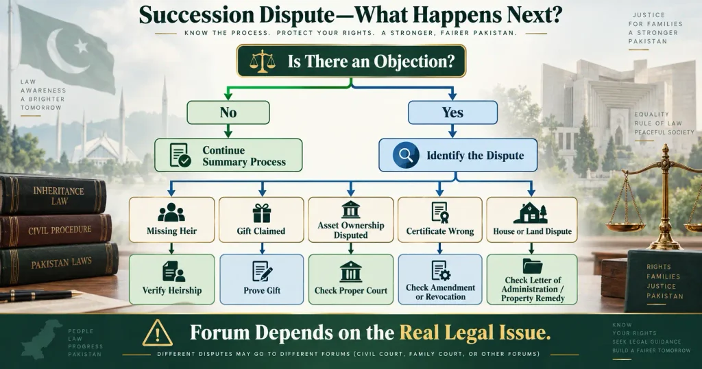 Succession Certificate objection and legal remedy decision tree in Pakistan