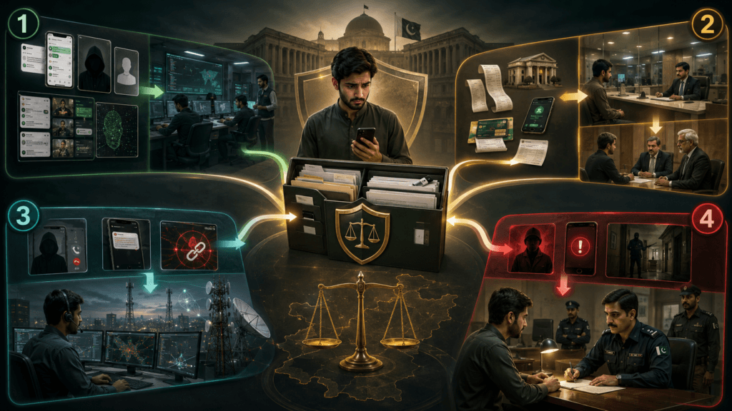 Correct complaint routes for online fraud through NCCIA, bank, PTA and police in Pakistan