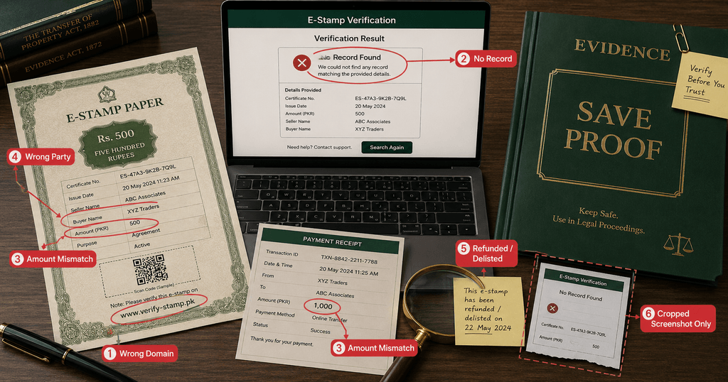 Fake stamp paper red flags found through e stamp verification