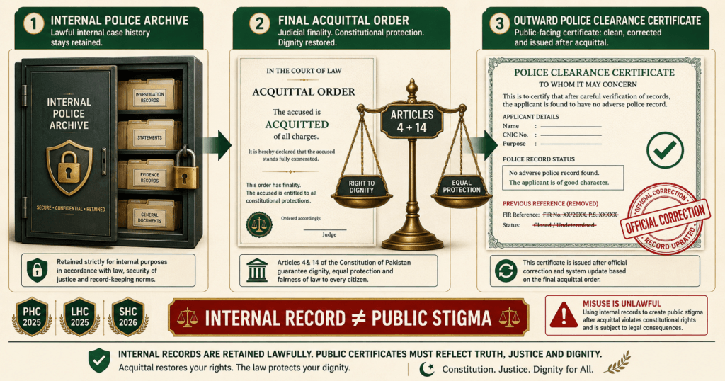 Acquittal, Internal CRO Records and a Corrected Character Certificate High Court correction route when an acquitted FIR appears on a police character certificate