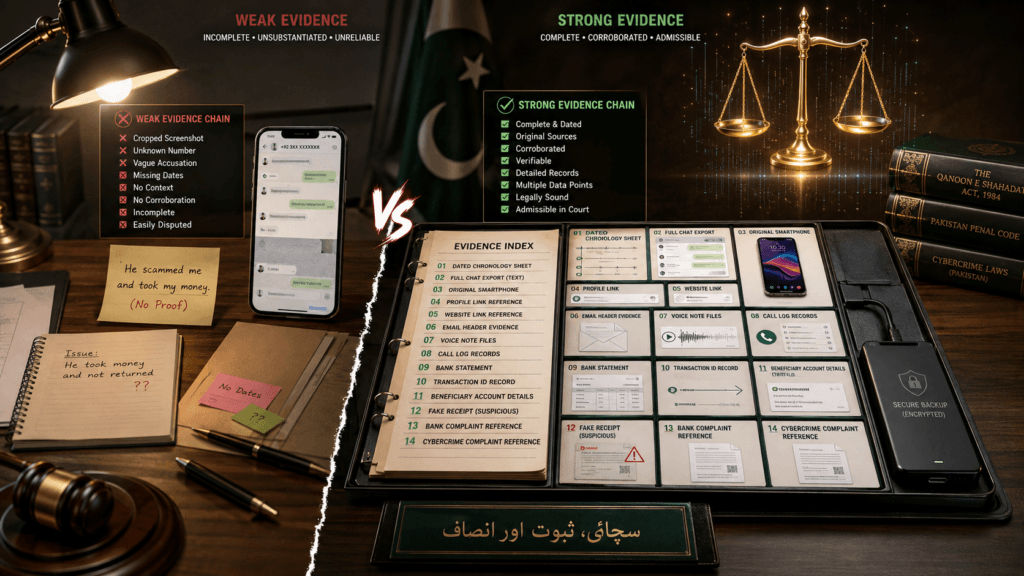 Strong online fraud evidence file with complete chats, transaction IDs and complaint references