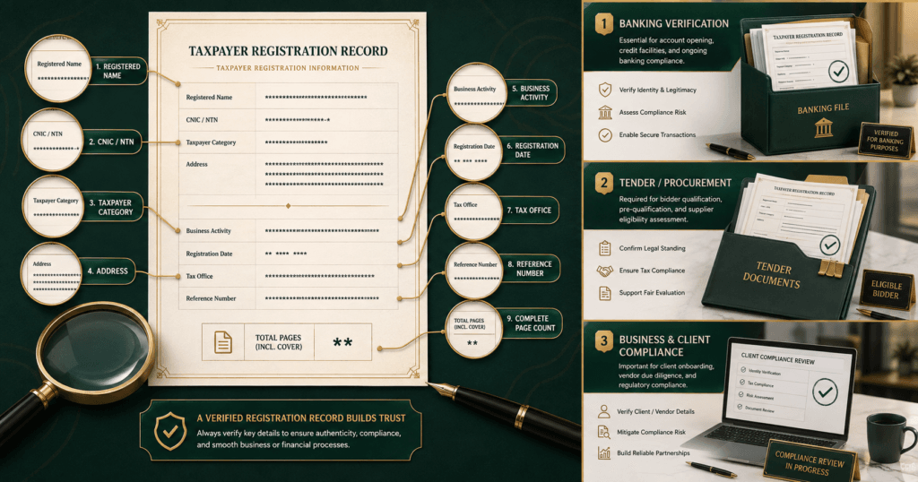FBR NTN Certificate Detail Checklist Details to check on an NTN registration certificate before sending it to a bank or tender office
