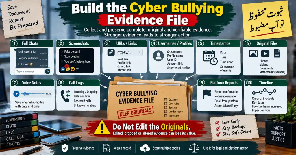 Cyber bullying evidence checklist for preserving digital proof in Pakistan