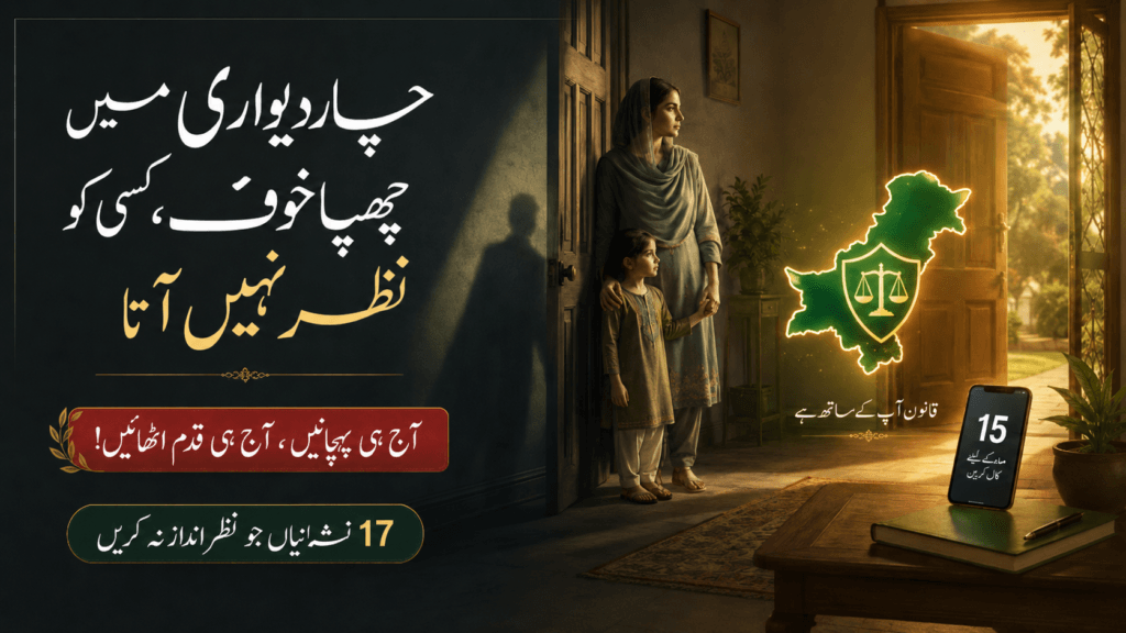Pakistani woman and child moving from fear toward safety in a domestic violence awareness image