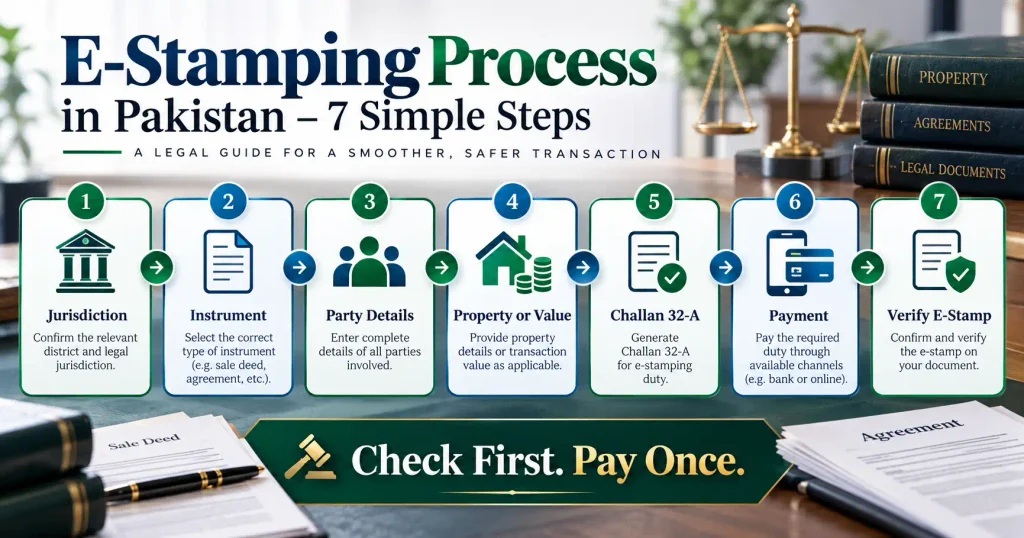 E stamp paper seven-step challan payment issuance and verification process