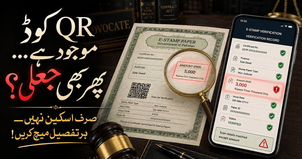E stamp verification showing QR code and online record mismatch