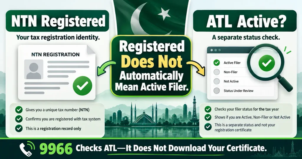 FBR NTN Certificate and ATL status shown as two separate taxpayer checks