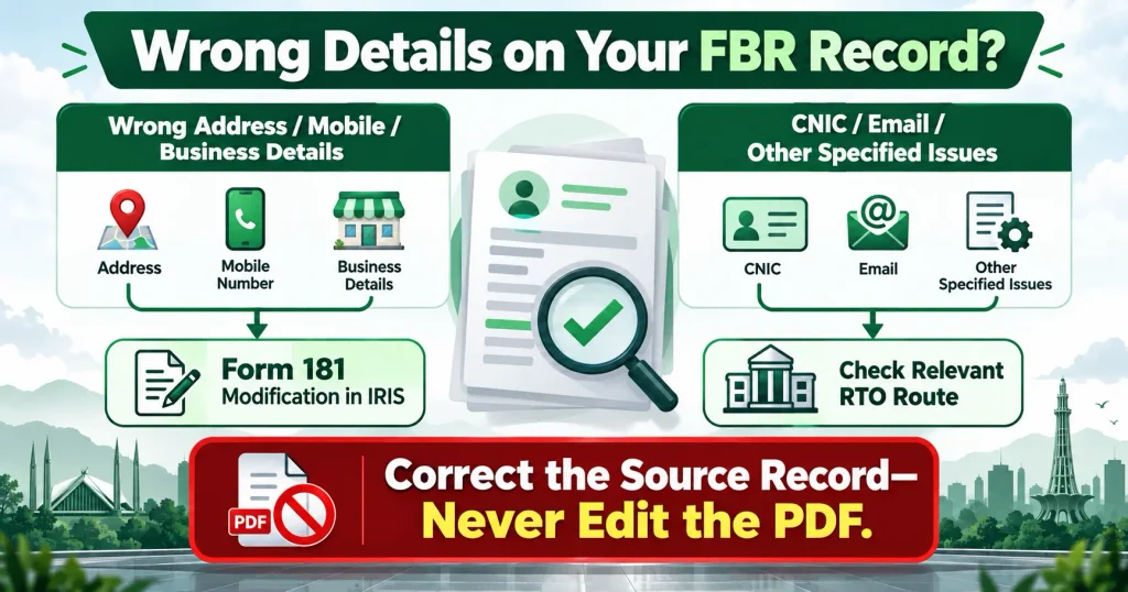 How to correct wrong FBR registration details without editing the original certificate