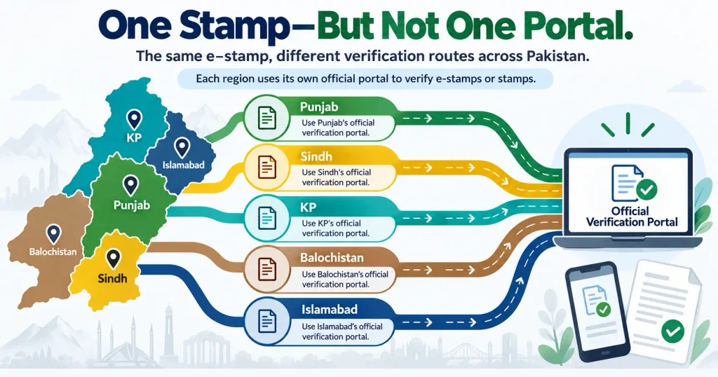 Official provincial routes for e stamp verification across Pakistan